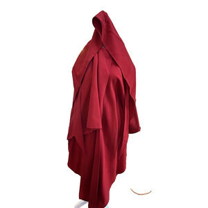 Vintage Yeohlee Bullocks Wilshire Red Wool Hooded‎ Cape Wrap Womens One Size